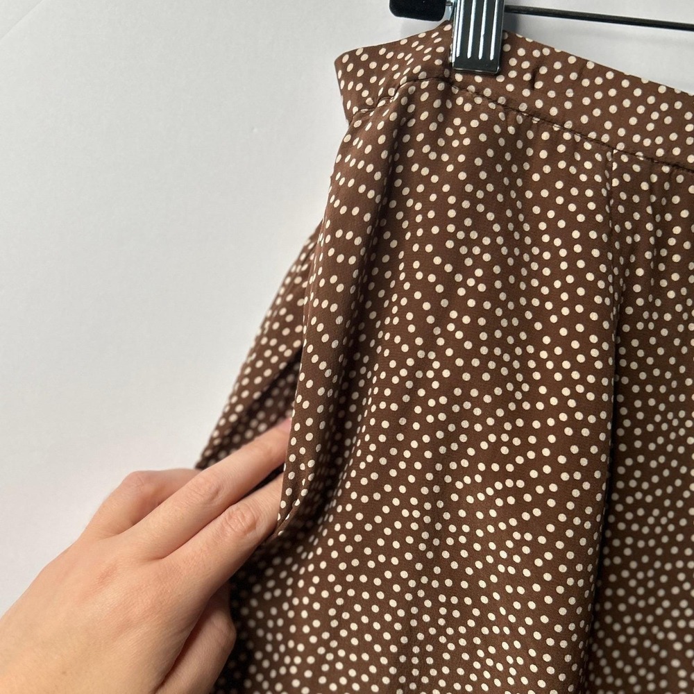 Vintage Pendleton Plus Silk Midi Skirt 22W Brown Polka Dot 90s Secretary Fall - Picture 7 of 13